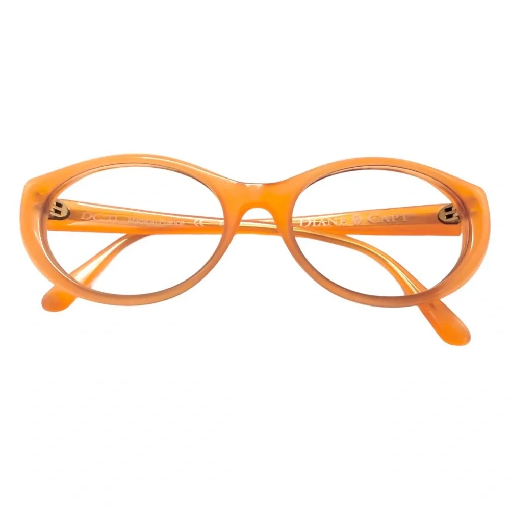 1990’s Vintage Diane Capt DC11 Orange Oval Eyeglasses/Sunglasses, Made in France